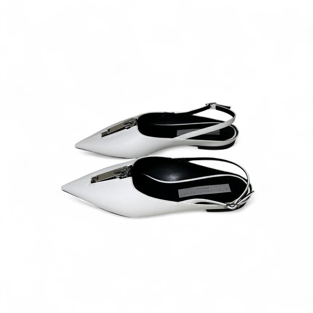 Stella McCartney White Zipit Slingback Flats EU 37 NWOT - Picture 14 of 16